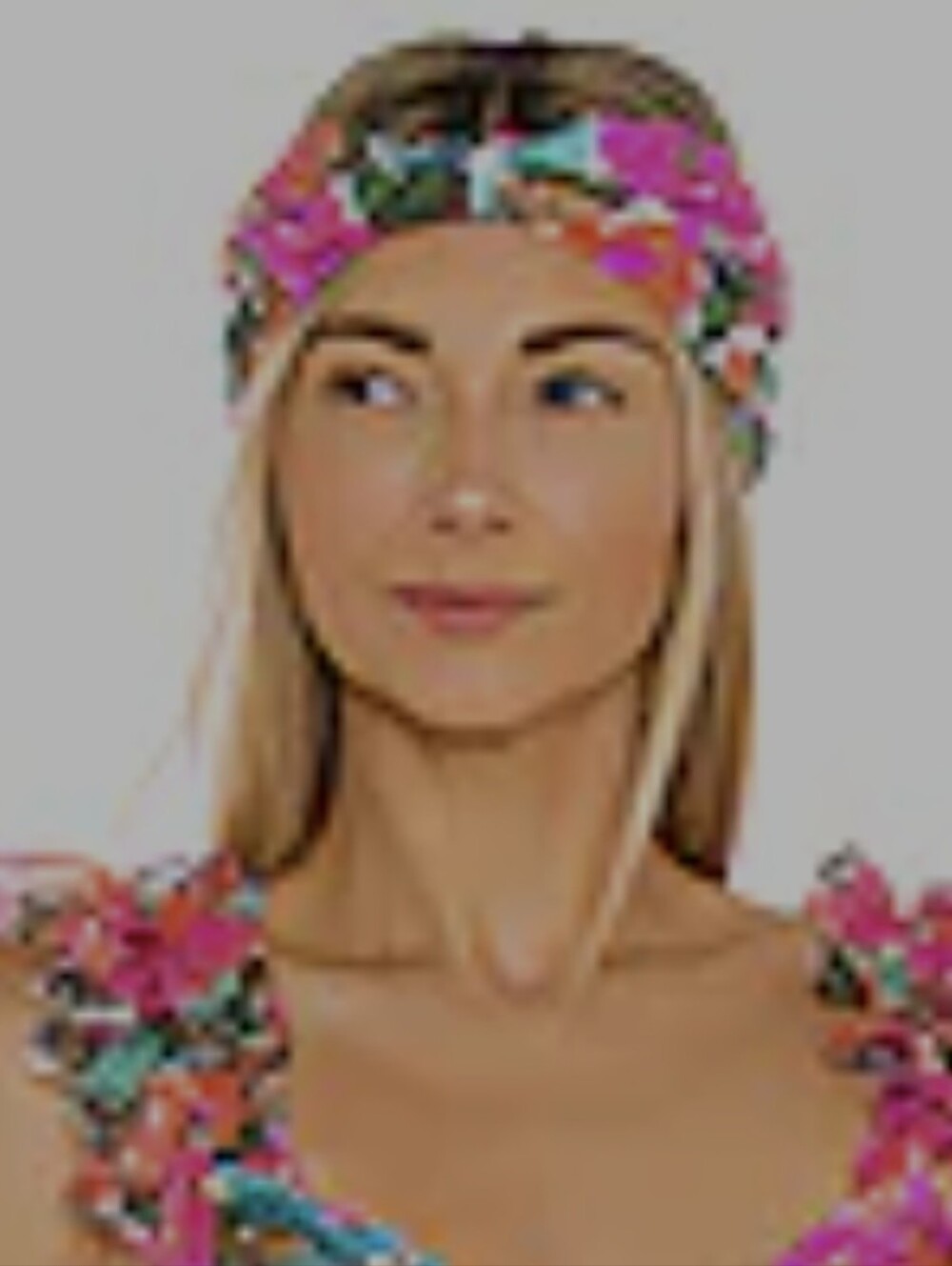 PatBO Floral Turban Headband in Pink, Green and Aqua